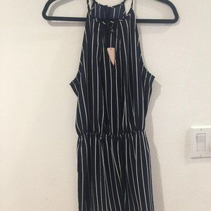 Brand new Aqua striped short-length keyhole romper